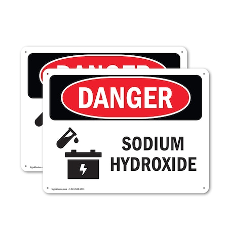 Signmission Sodium Hydroxide Danger Sign, Aluminum, 10in W x 7in L, 2PK OS-2PACK-DS-A-710-L-1576